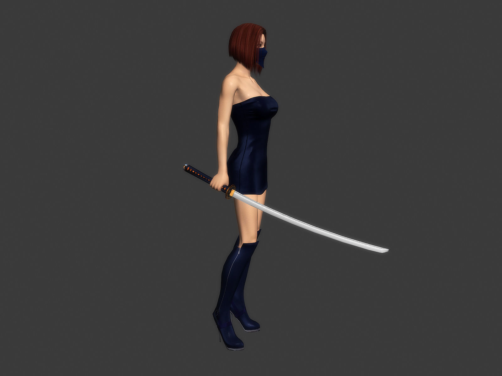 3Dfoin - Female Ninja Low-poly 3D model_4