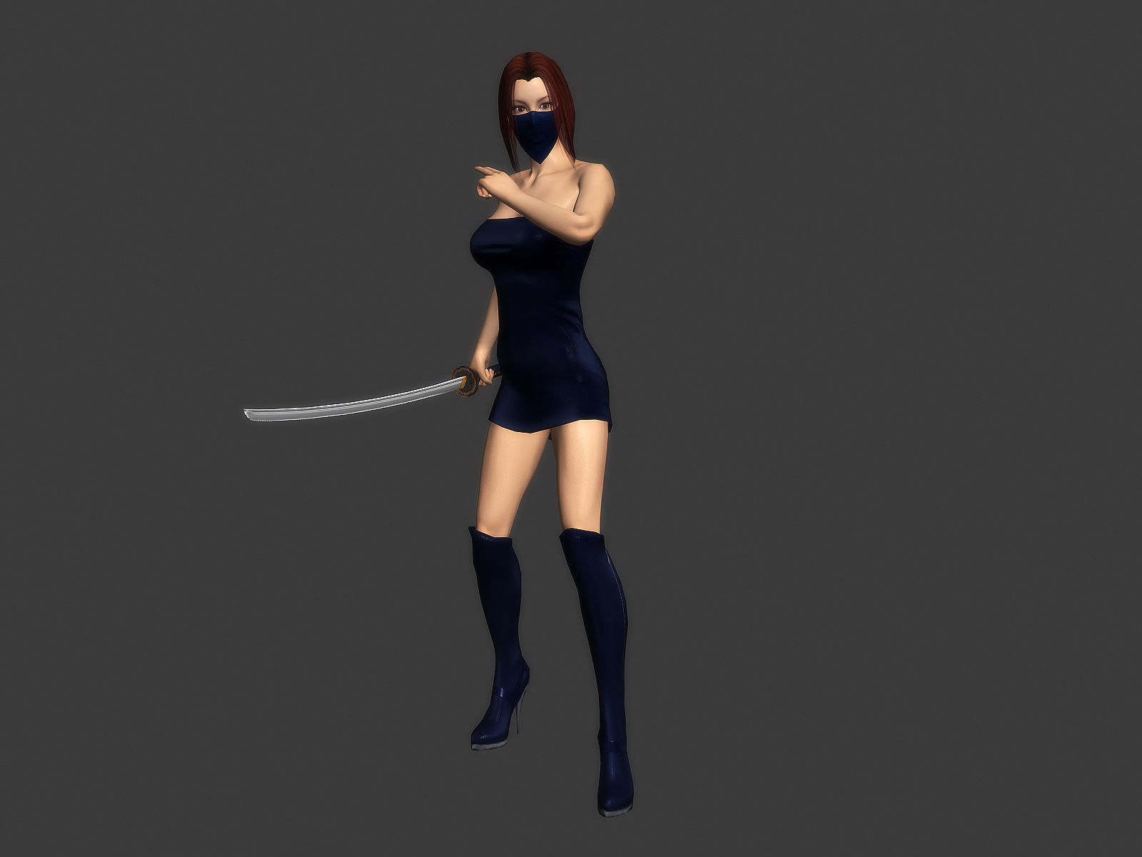 3Dfoin - Female Ninja Low-poly 3D model_11
