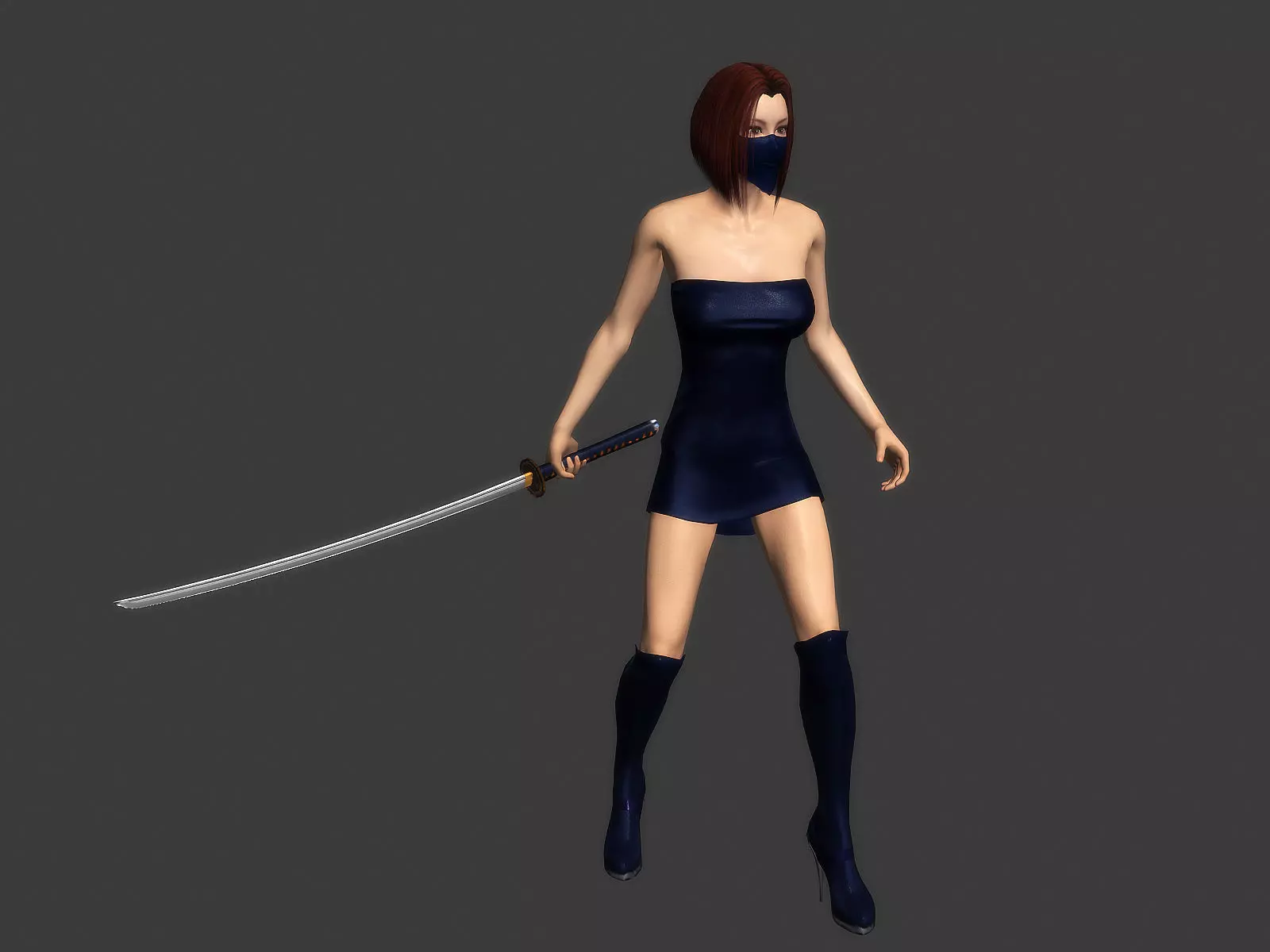 3Dfoin - Female Ninja Low-poly 3D model_0