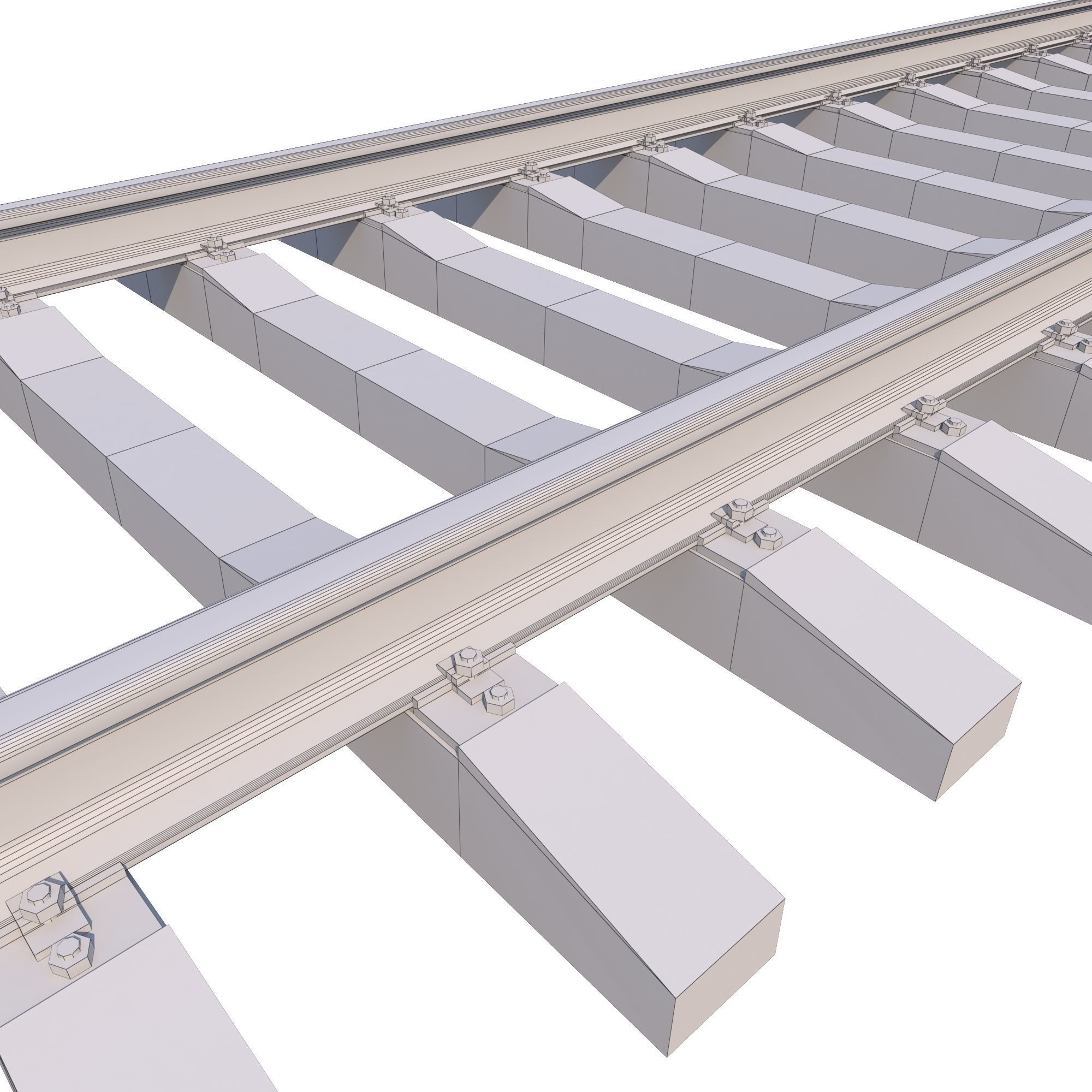 Railway Rails Low-poly 3D model_9