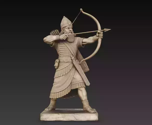 Ancient Archer Warrior Statue Historical Sculpture 3D Model