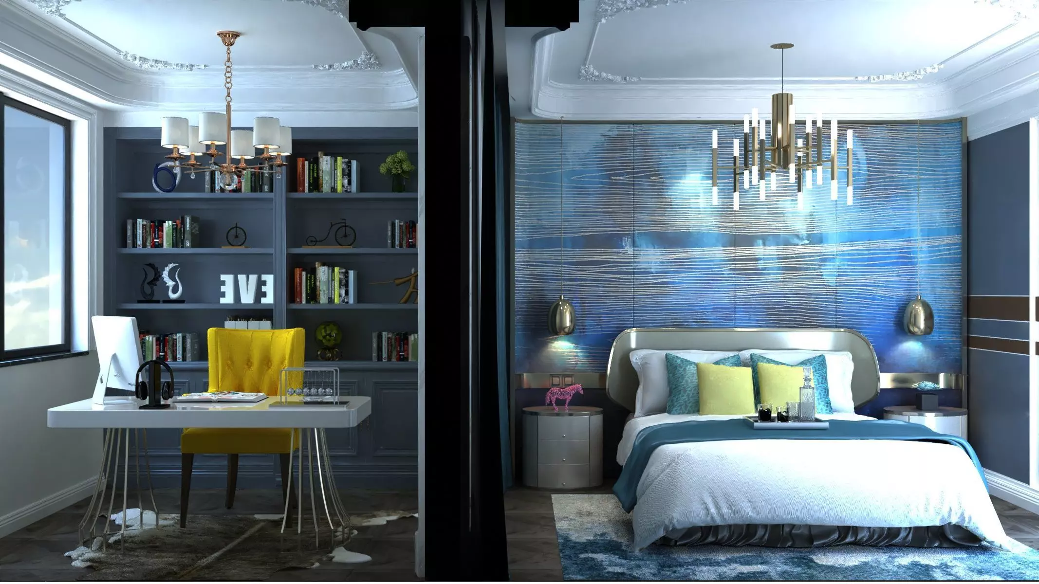 Bedroom and Home Office 3D model