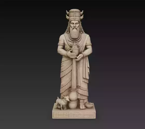 Mesopotamian God Statue Relief Ancient Sumerian Babylonian 