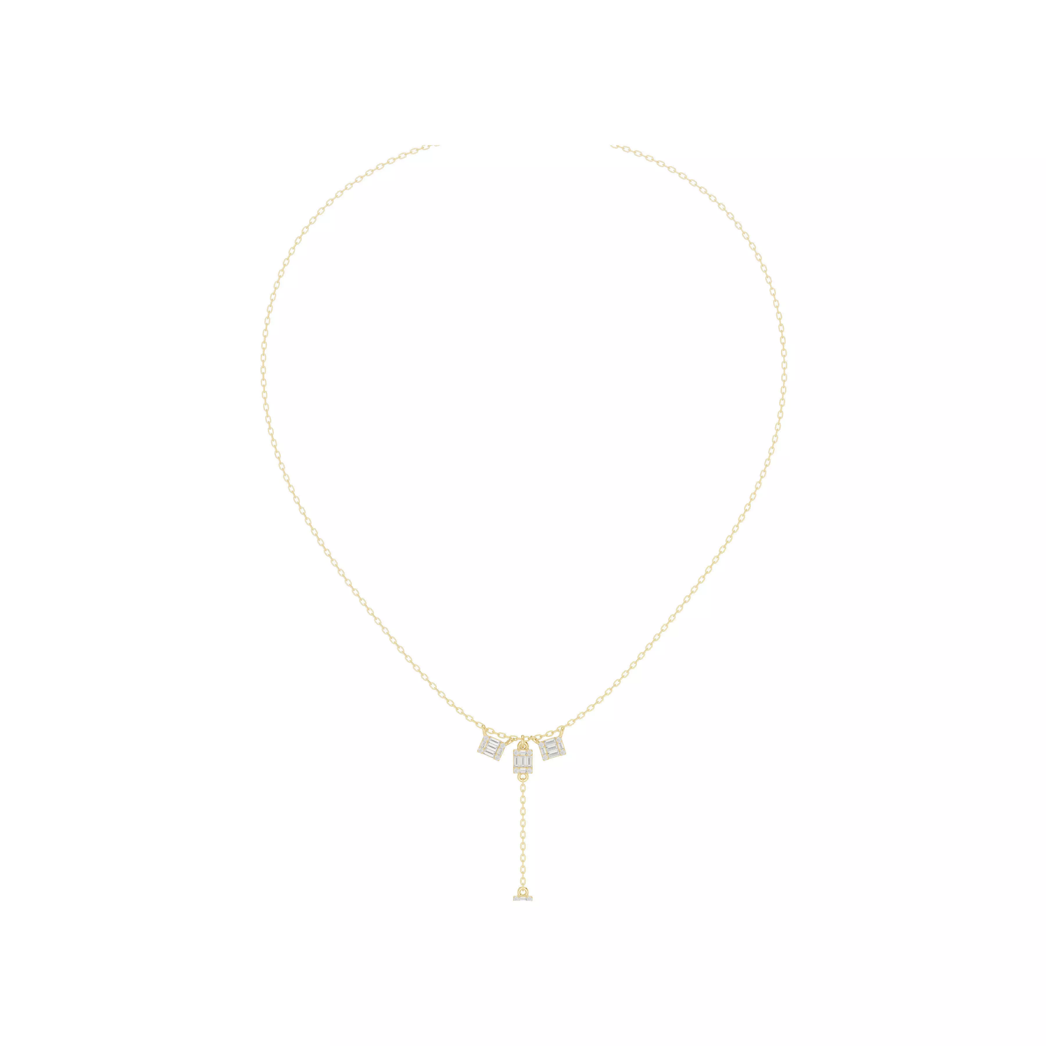 Minimal Baguette Diamond Drop Chain Necklace CAD 3D print model