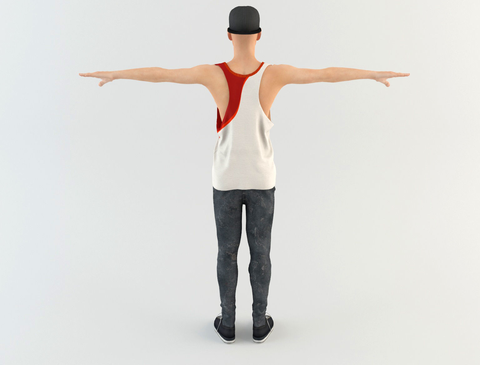 Youngster 2 man in tank top and sneakers 3D model_4