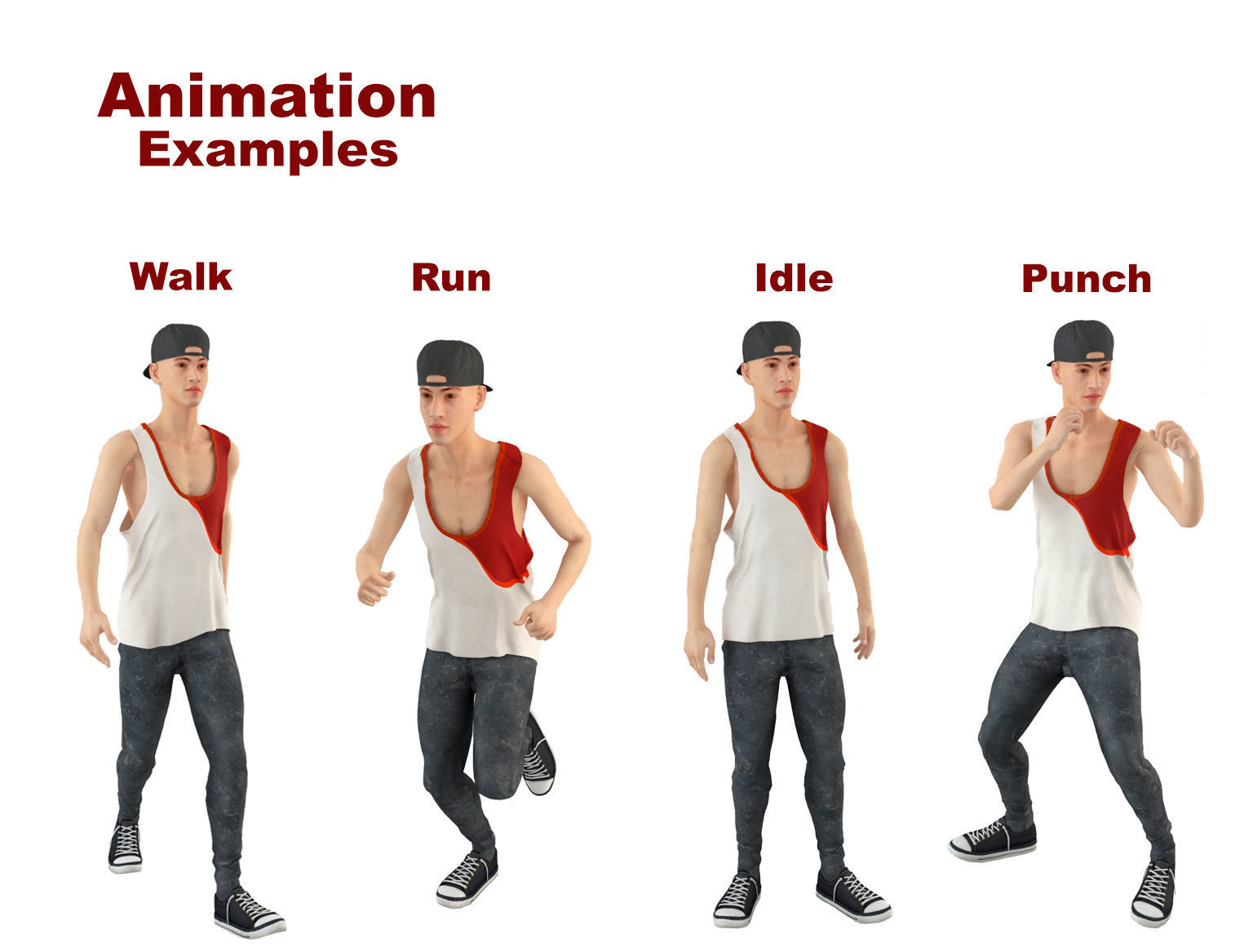 Youngster 2 man in tank top and sneakers 3D model_2