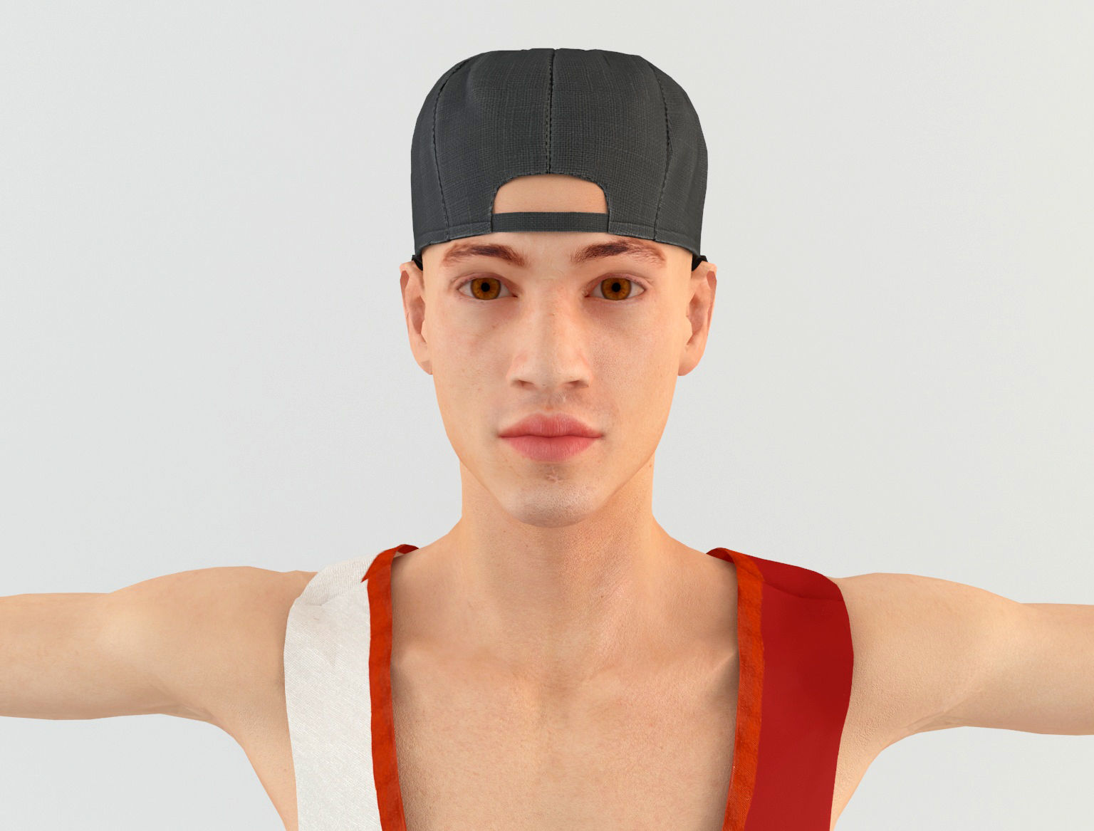 Youngster 2 man in tank top and sneakers 3D model_6