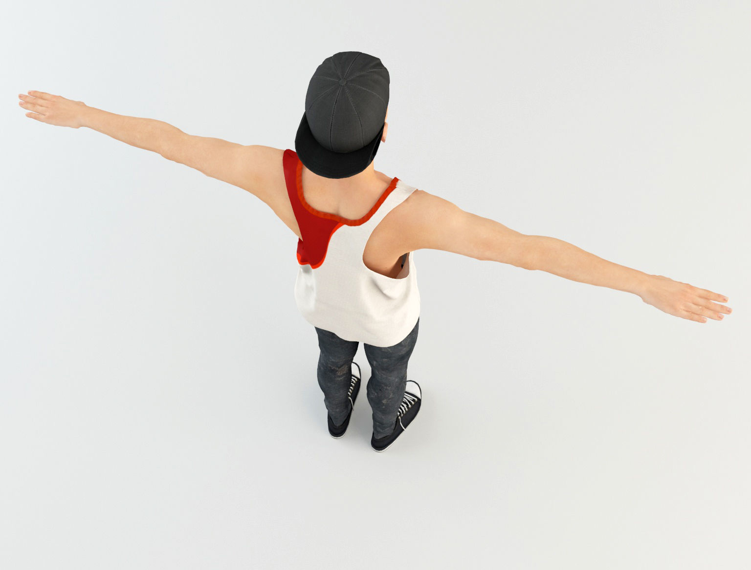 Youngster 2 man in tank top and sneakers 3D model_7