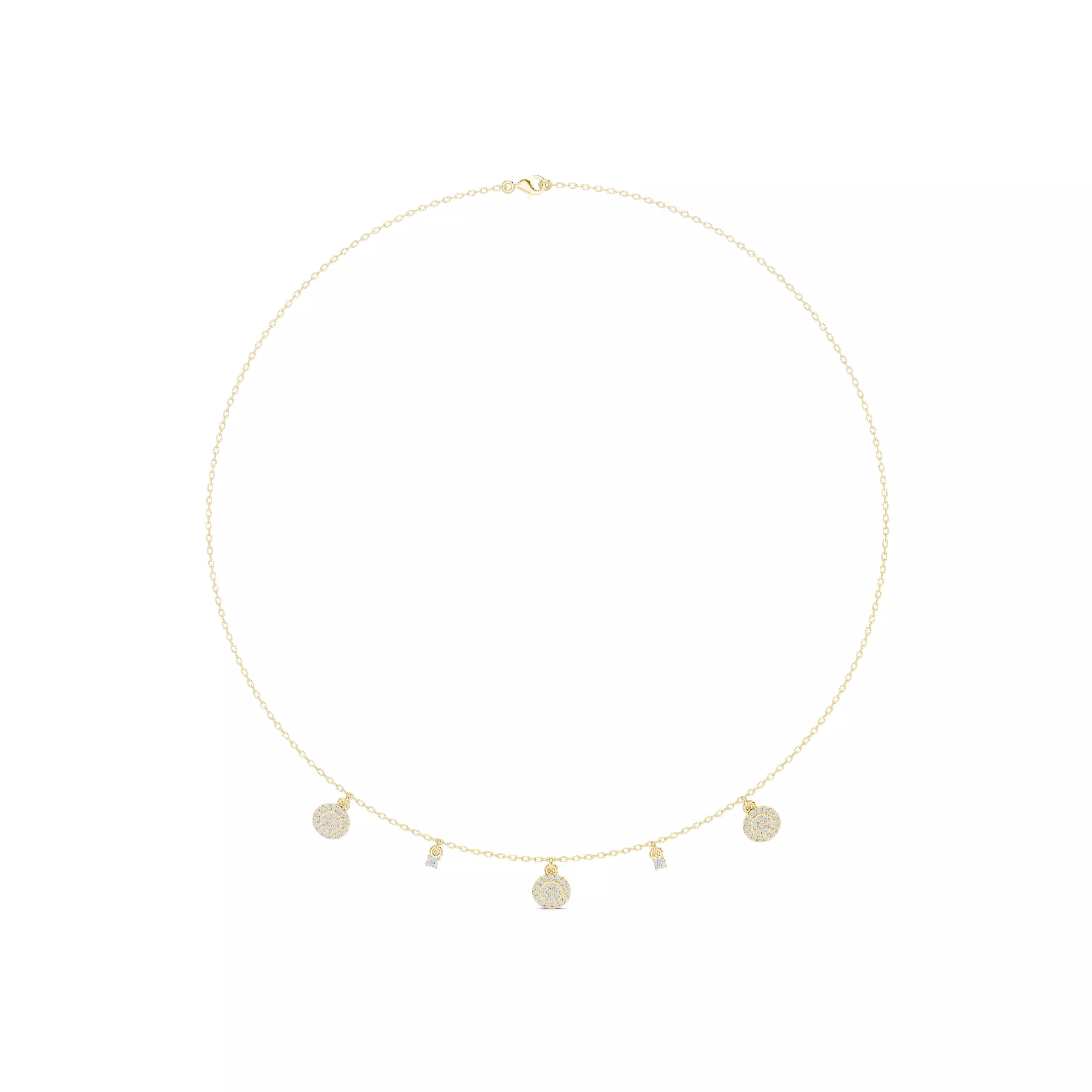 Minimal Dangle Disc Diamond Charm Necklace CAD 3D print model
