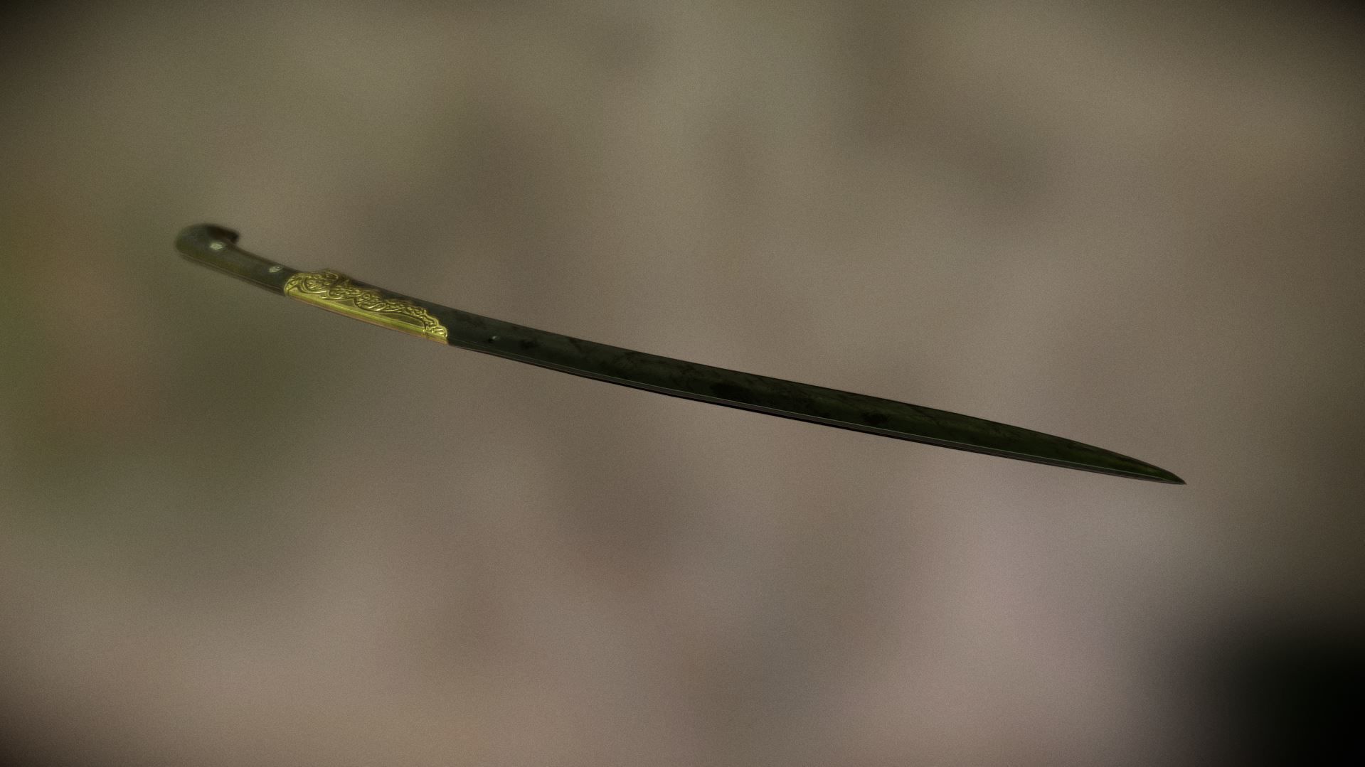 Curved Sword low poly PBR Weapon Low-poly 3D model_2