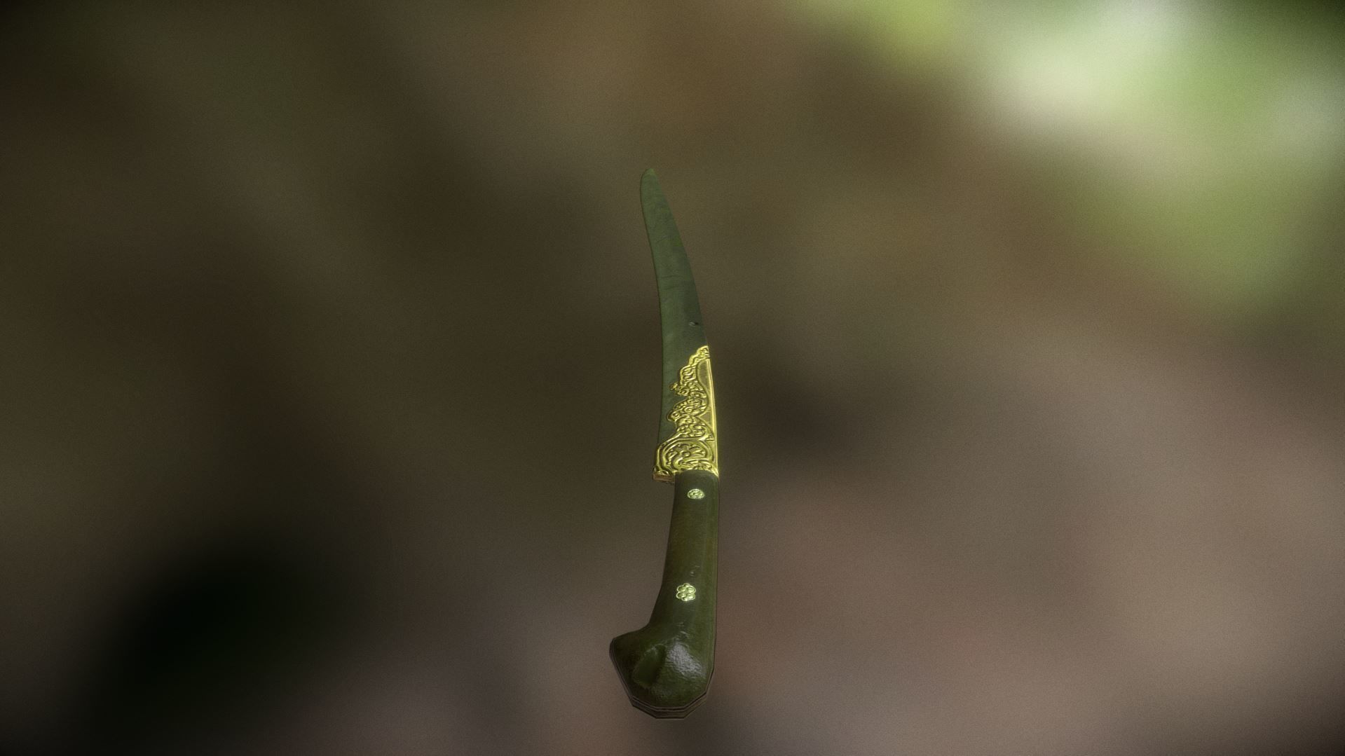 Curved Sword low poly PBR Weapon Low-poly 3D model_1