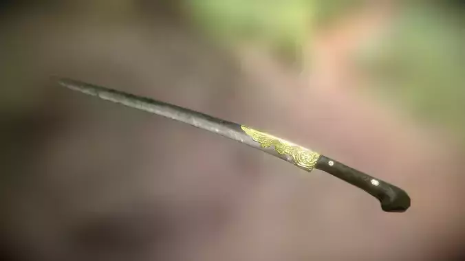 Curved Sword low poly PBR Weapon Low-poly 3D model
