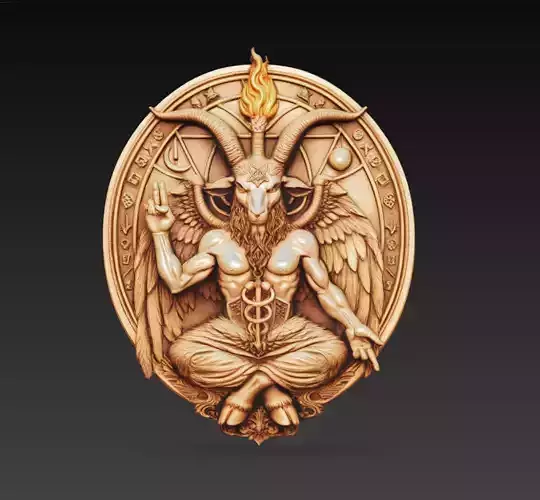 Baphomet Occult Relief Winged Demon Meditation Sculpture