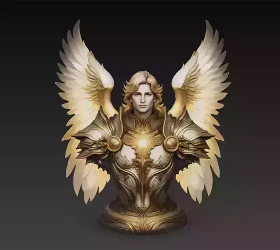 Celestial Archangel Bust Winged Divine Guardian Fantasy 
