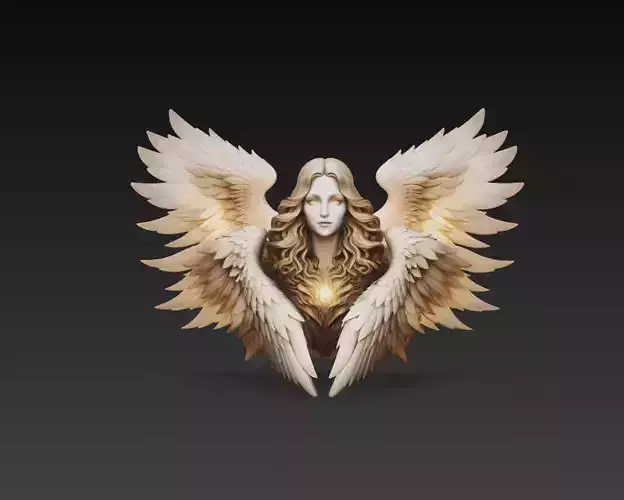Angel Goddess Bust Winged Divine Female Sculpture 3D Model