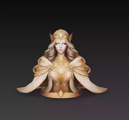 Fantasy Queen Bust Elegant Goddess Character Sculpture 3D Model