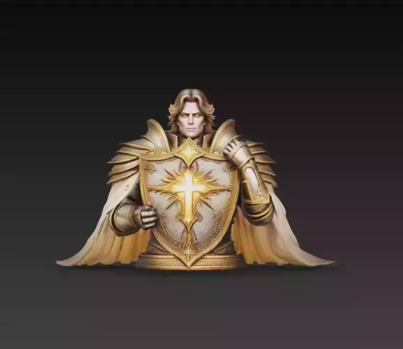 Holy Paladin Knight Shield Bust Divine Warrior Armor 3D Model