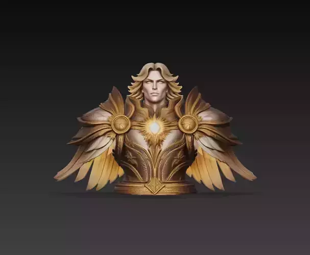 Divine Angel Warrior Bust Winged Armor Fantasy Sculpture