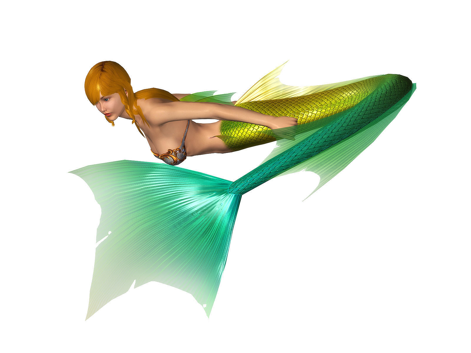 3Dfoin - Mermaid  Low-poly 3D model_5