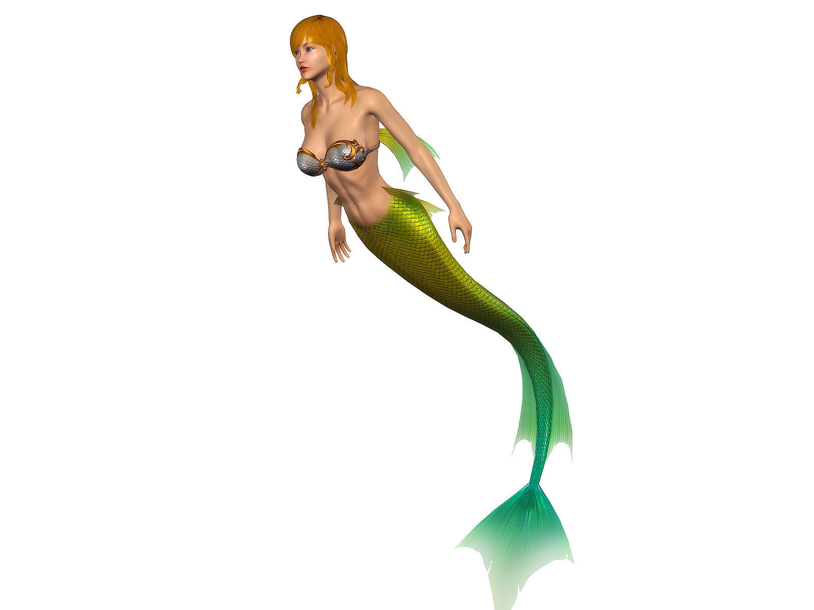 3Dfoin - Mermaid  Low-poly 3D model_3