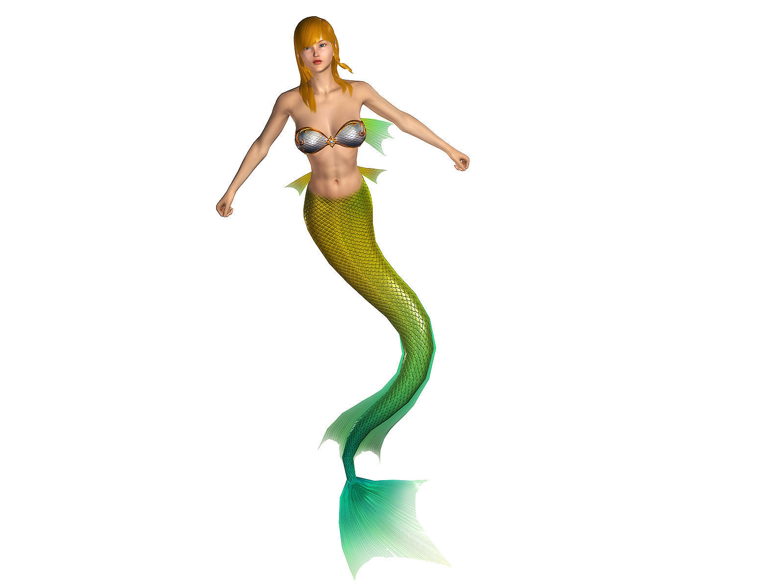 3Dfoin - Mermaid  Low-poly 3D model_8