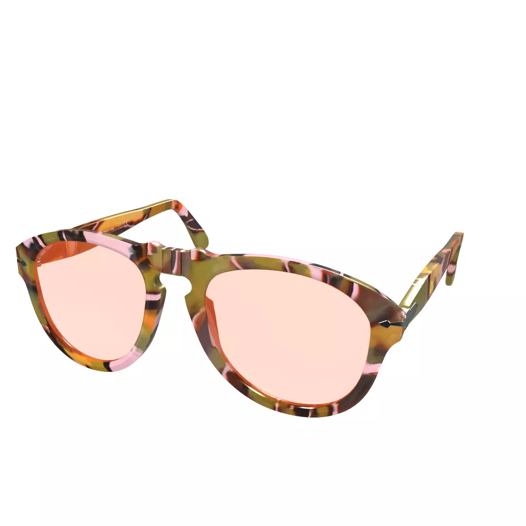 Persol 649 Dark Pink Spotted Recycled Clear Pink Low-poly 3D model
