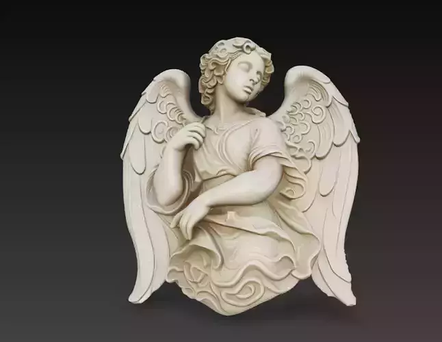 Cherub Angel Wall Relief Classical Sculpture STL 3D Model