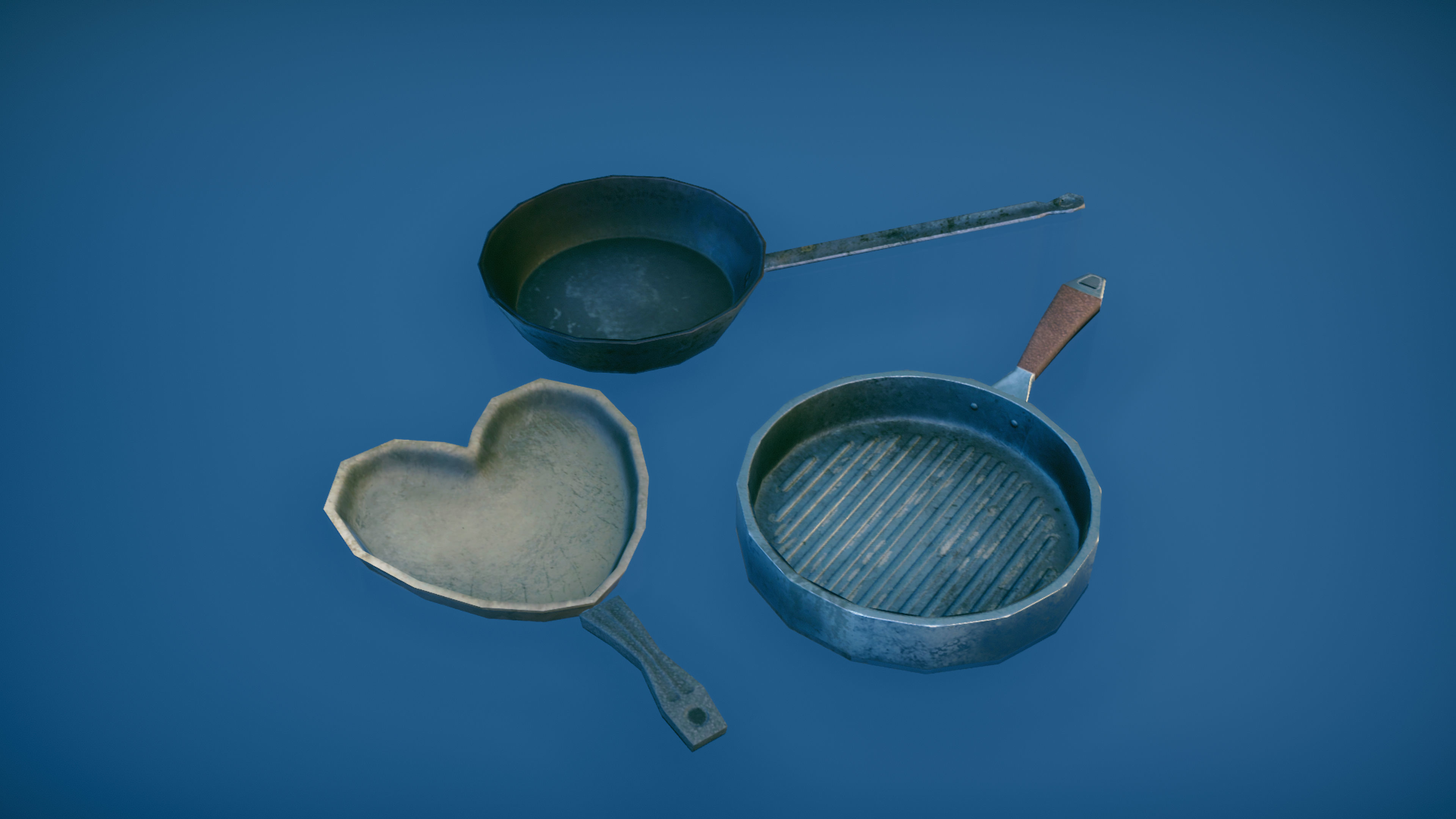 Old pans collection Free low-poly 3D model_6
