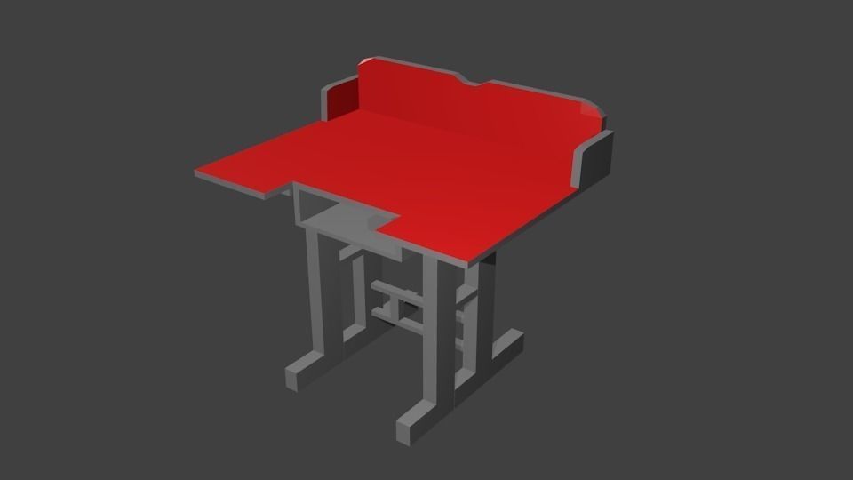 Kids Study Table textured Low-poly 3D model_0