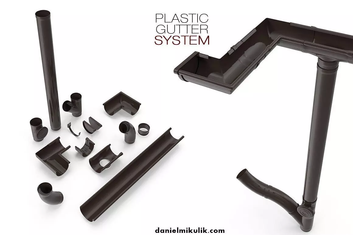 Plastic Gutter System 3D model