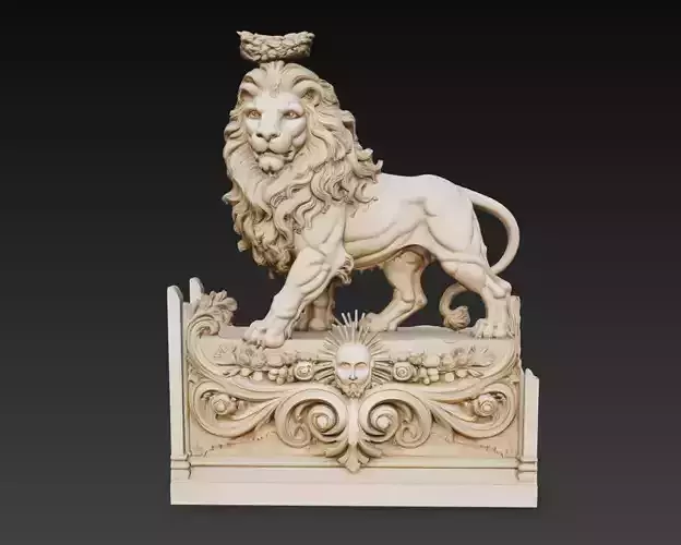 Leo Lion Royal Sculpture Panel Zodiac Ornament 3D Model STL