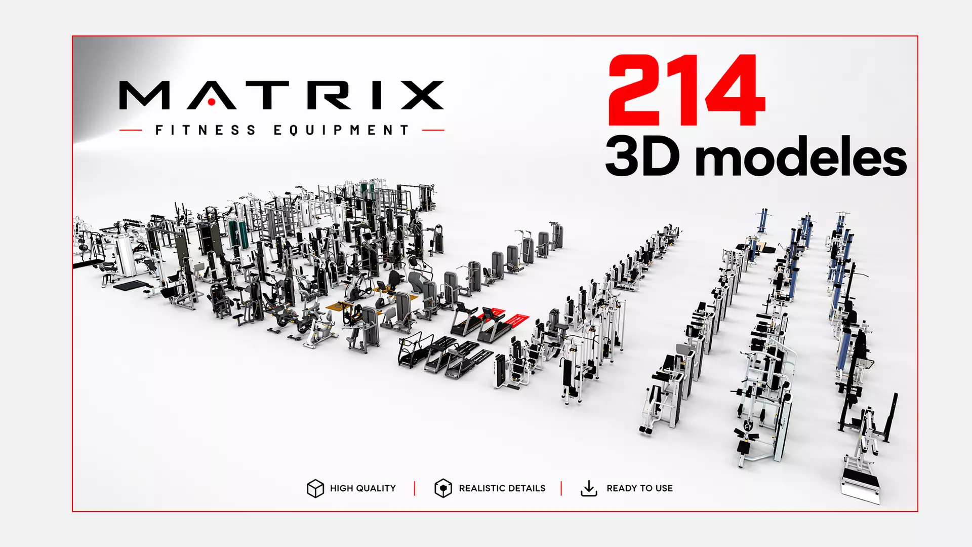 MATRIX Gym Equipment Pack - 214 3D Models FBX OBJ C4D 3D model