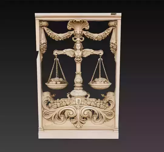 Libra Scales Relief Panel Zodiac Ornament 3D Model STL 