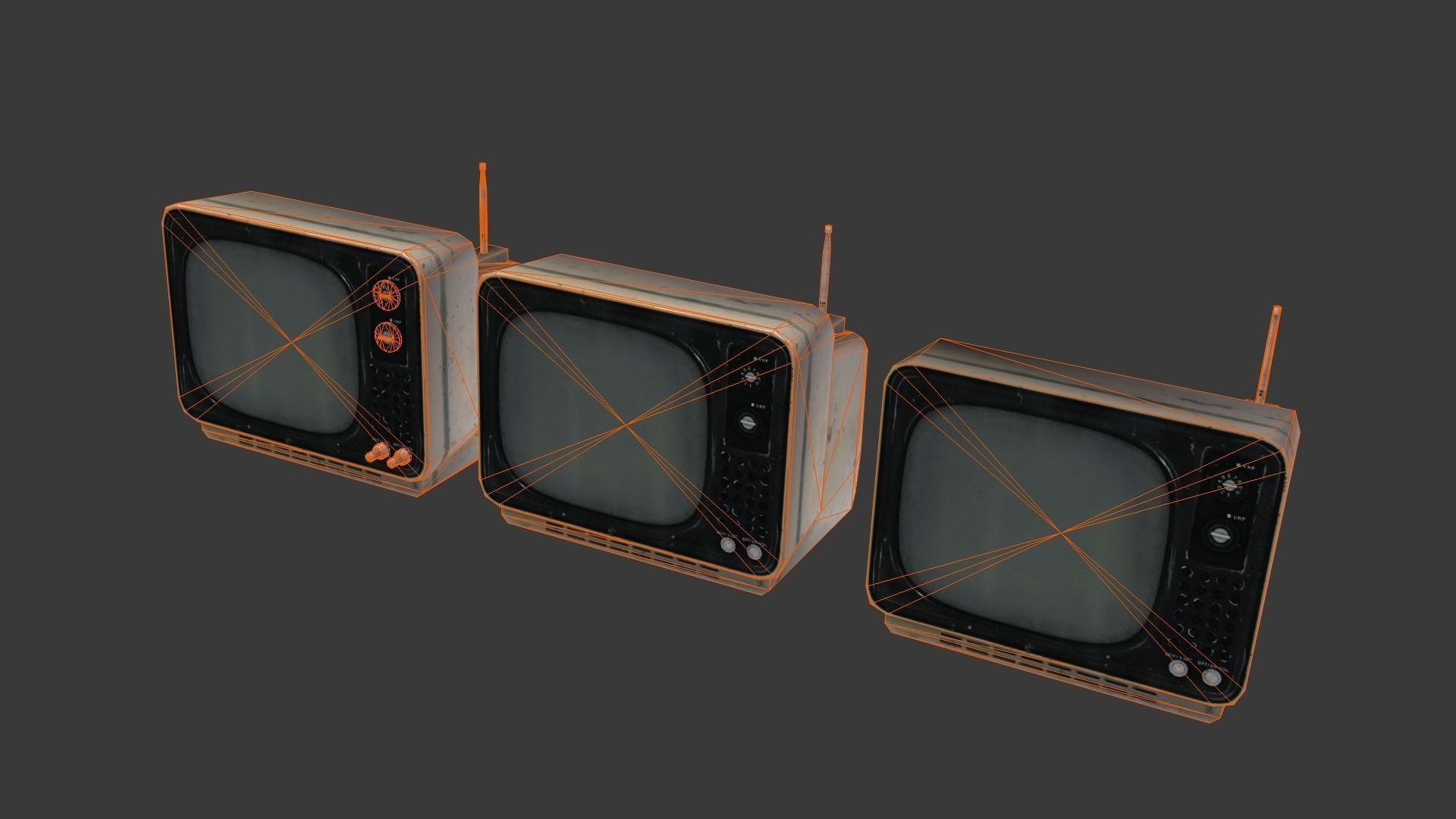 Vintage TV Low-poly 3D model_7