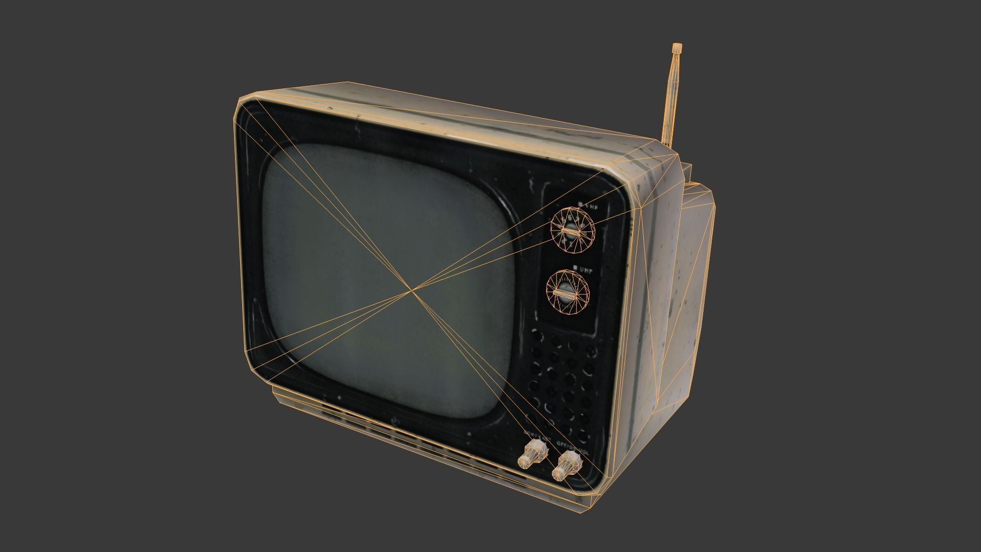 Vintage TV Low-poly 3D model_4