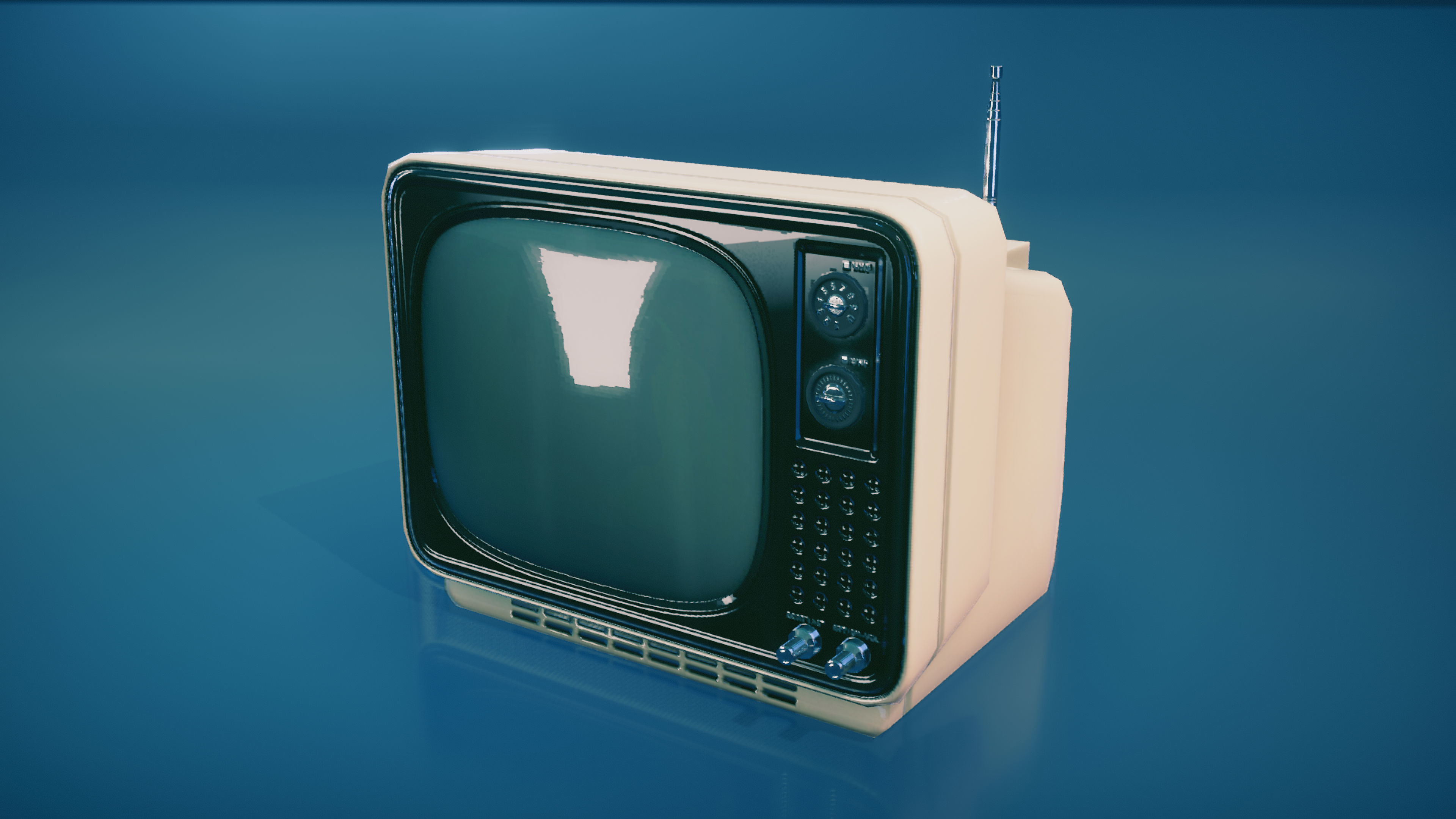 Vintage TV Low-poly 3D model_1