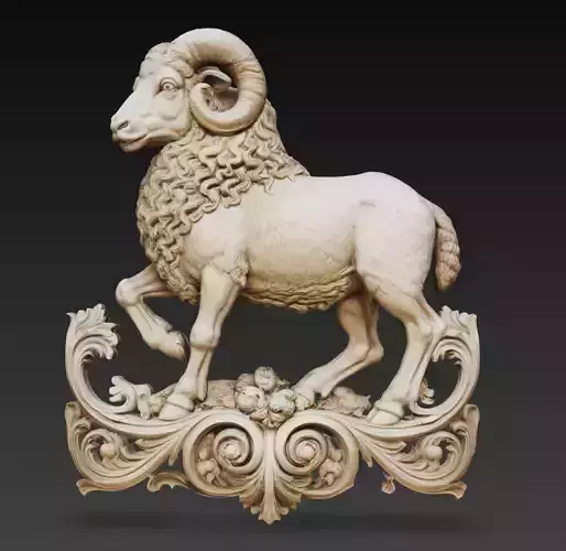 Aries Ram Relief Sculpture Zodiac Wall Ornament 3D Model STL