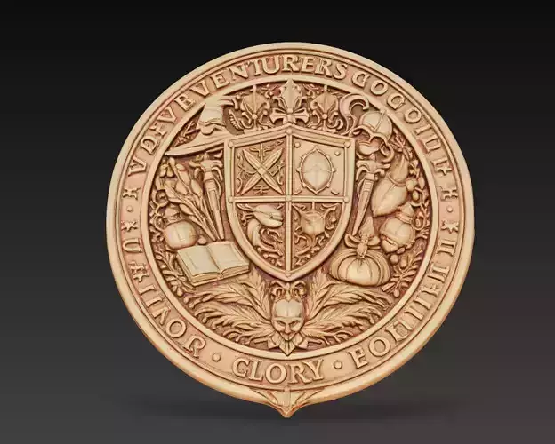 Adventurer Guild Crest Relief Coin RPG Emblem 3D Model STL