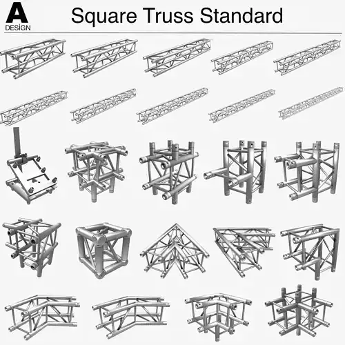 Square Truss Standard 25 Modular Pieces 3D print model