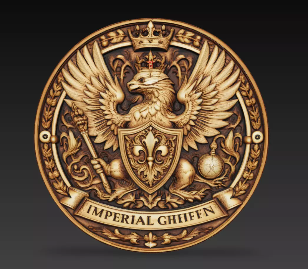 Imperial Griffin Royal Crest Relief Coin 3D Model STL 3D print model