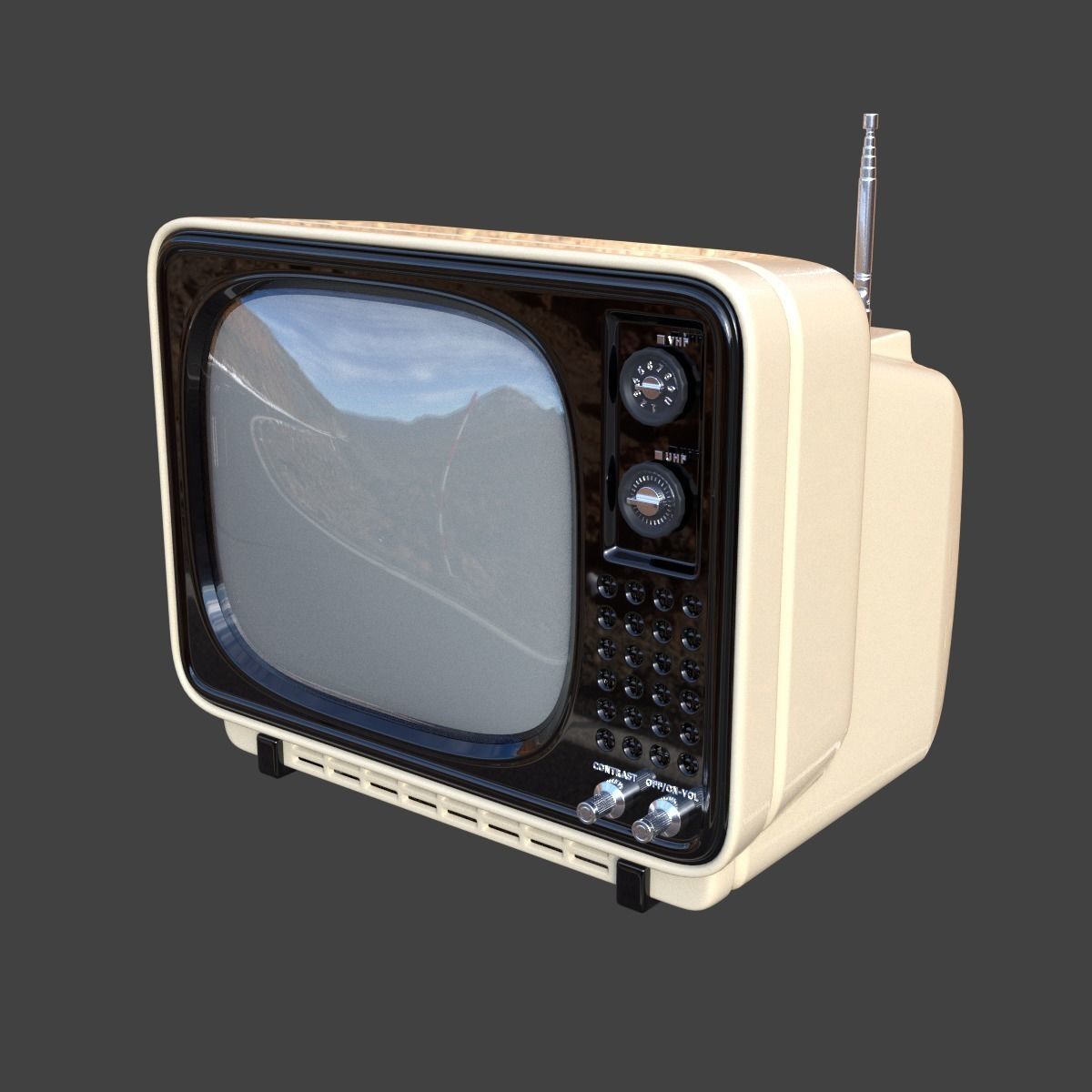 Vintage TV 2 3D model_0