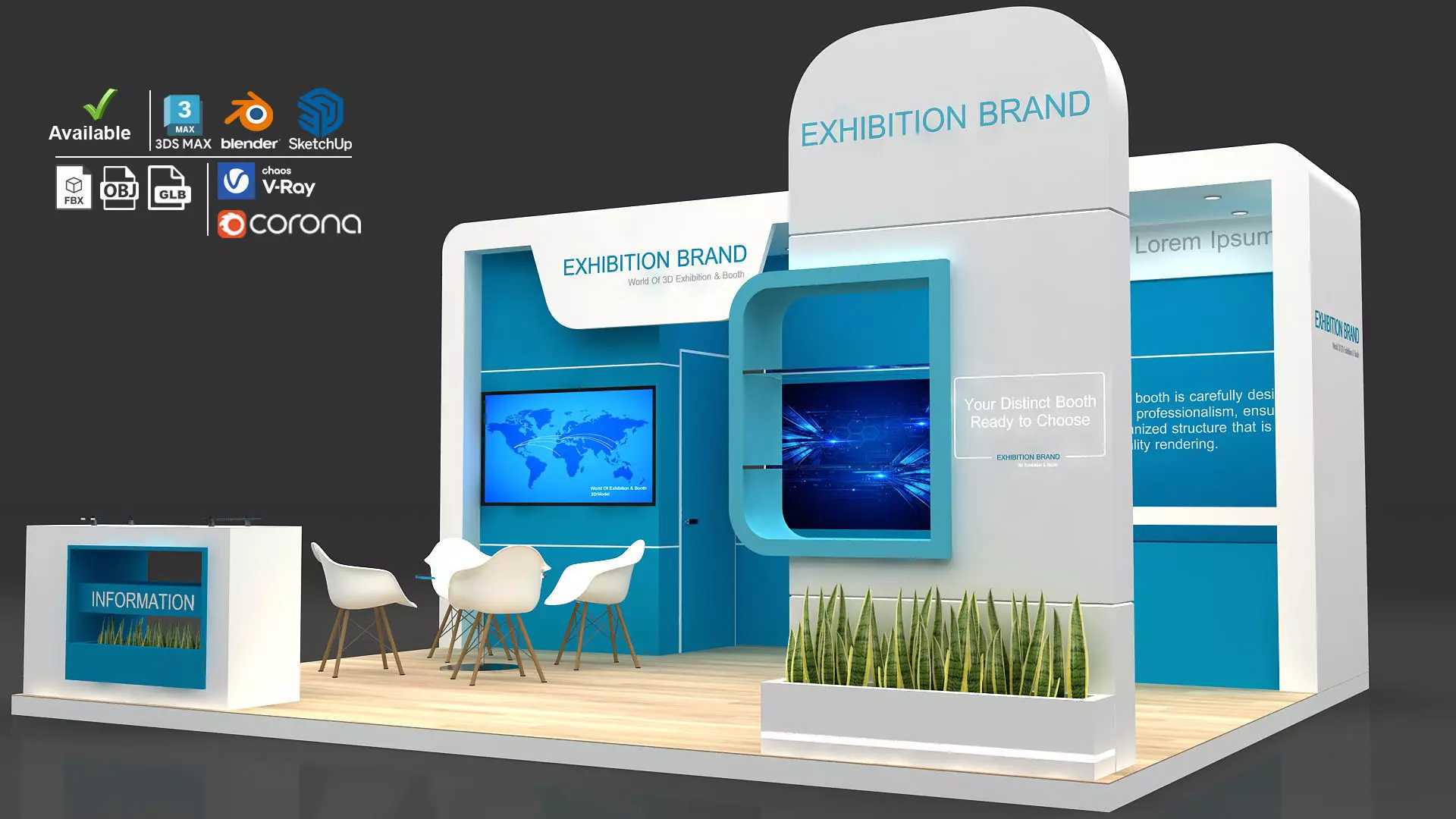 exhibition booth stall 3D model