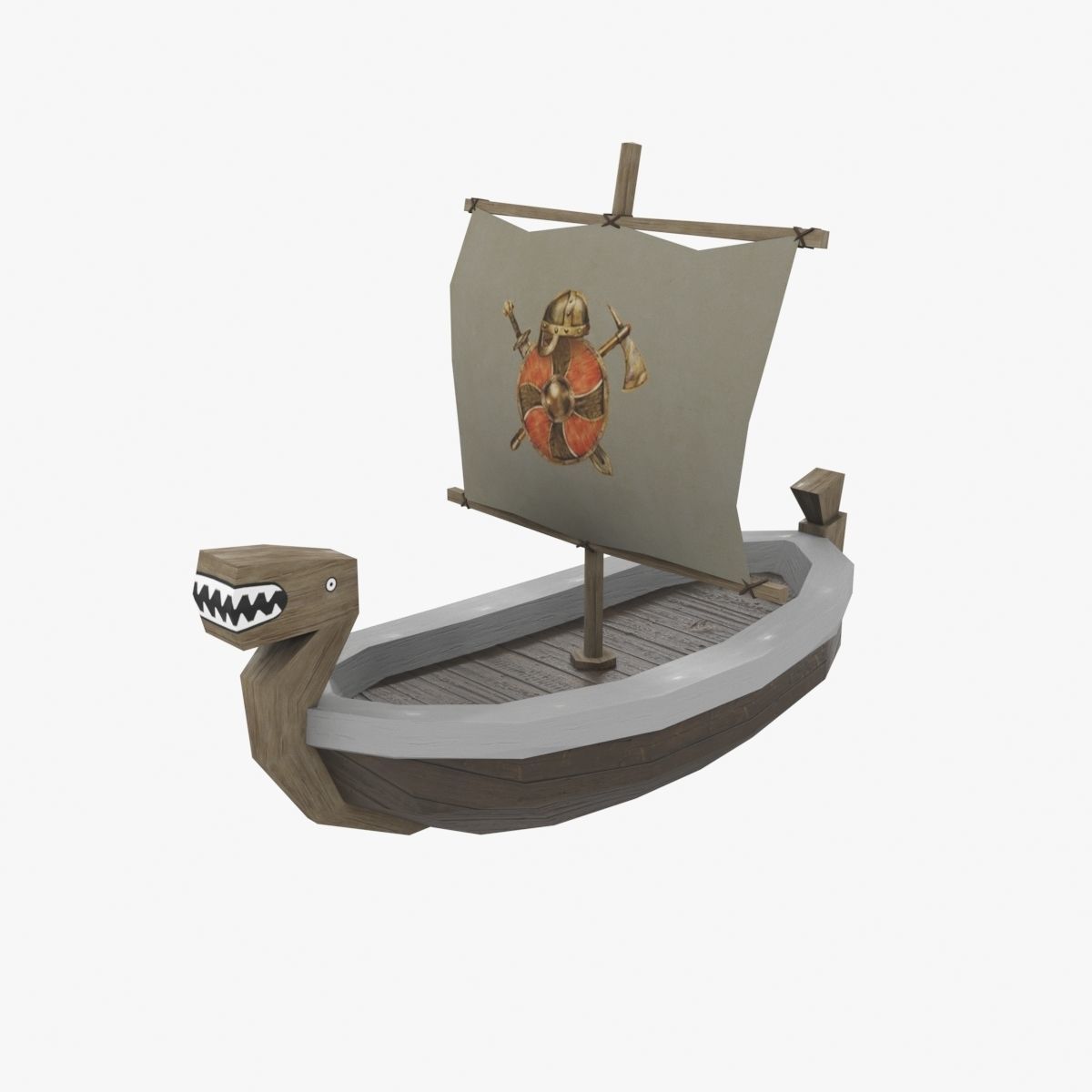 ship low poly viking Free low-poly 3D model_1