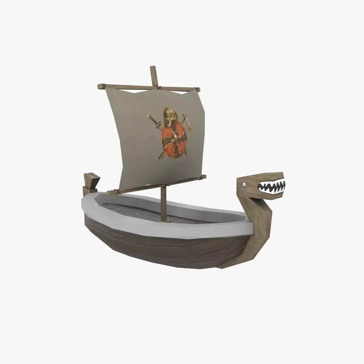 ship low poly viking Free low-poly 3D model_0