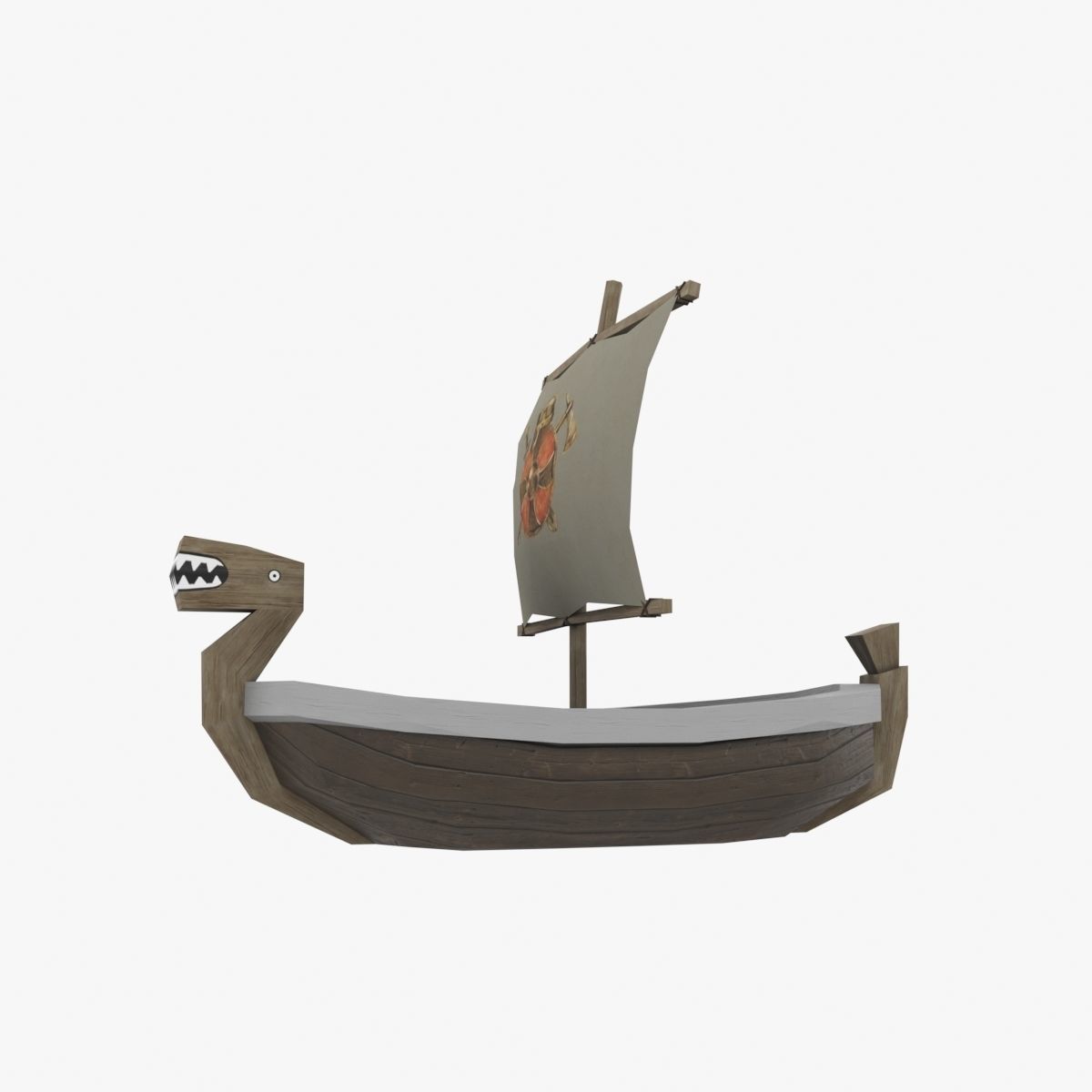 ship low poly viking Free low-poly 3D model_2