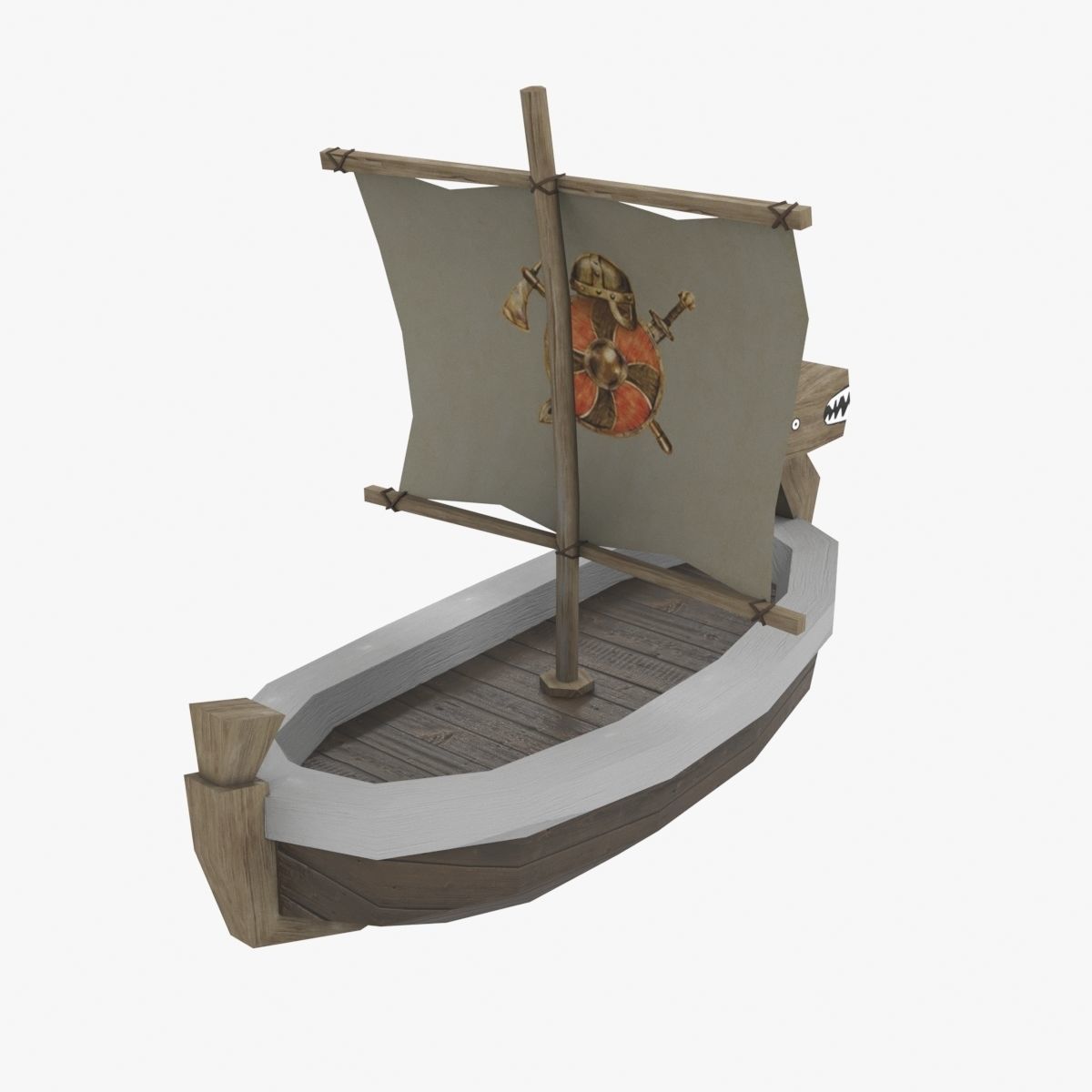 ship low poly viking Free low-poly 3D model_3
