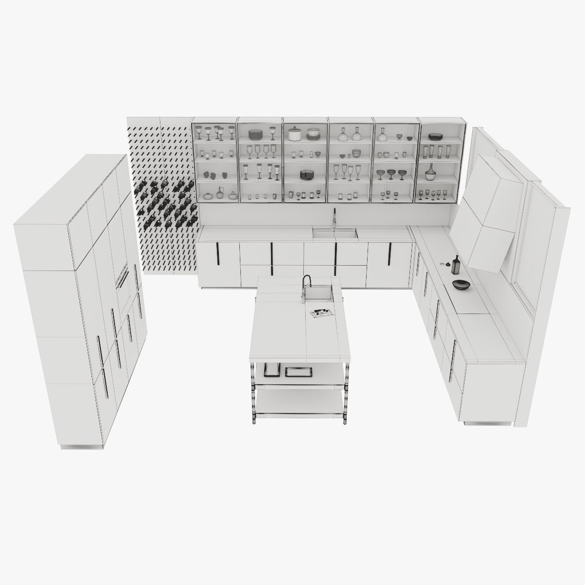 Kitchen Barrique Cucina in vetro 3D model_4