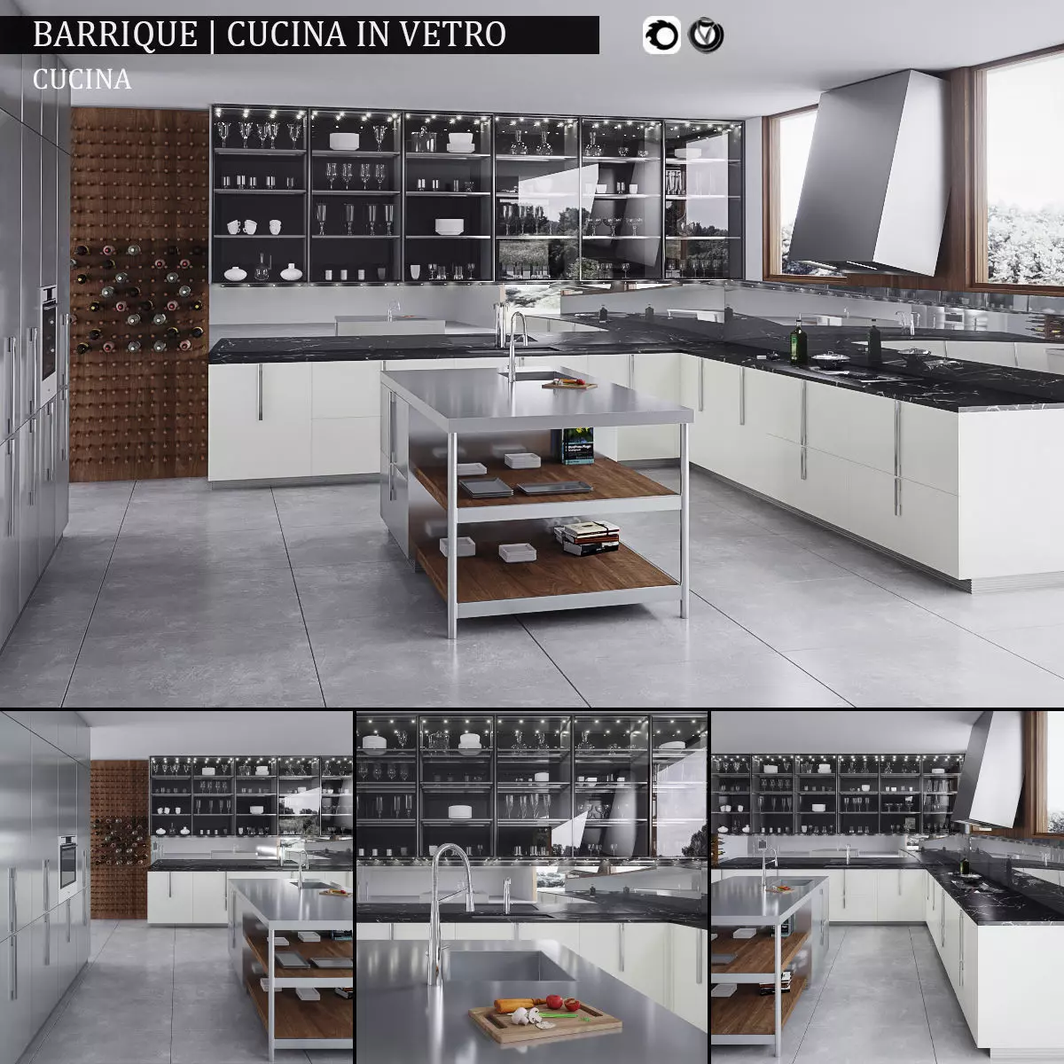 Kitchen Barrique Cucina in vetro 3D model_0