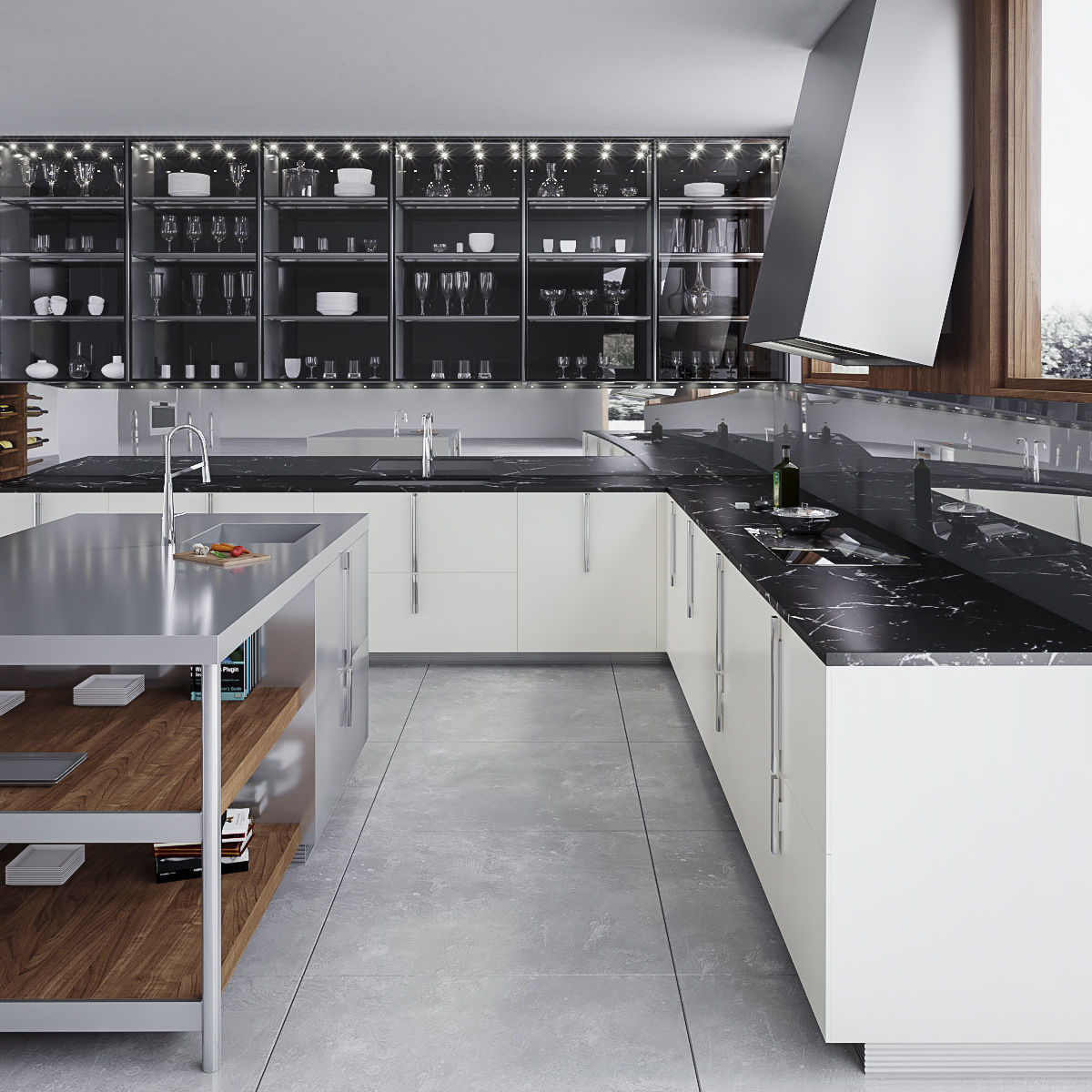 Kitchen Barrique Cucina in vetro 3D model_1