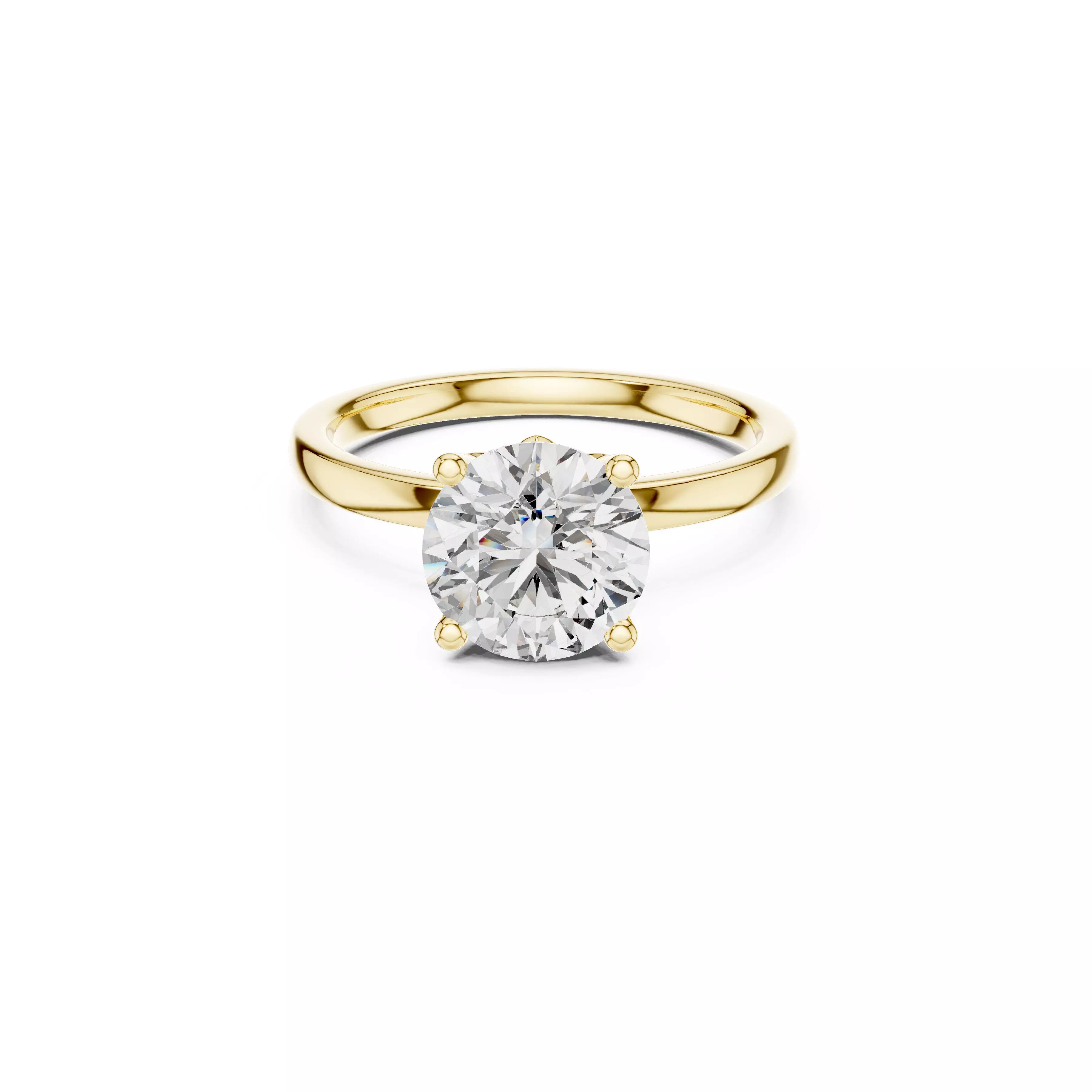 Round Brilliant Diamond Classic Solitaire Engagement Ring 3D print model